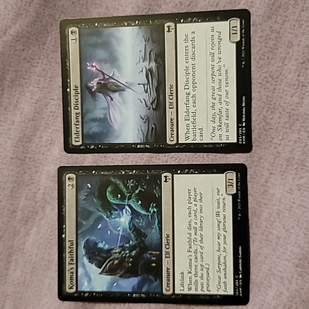 Set of 2 Magic The Gathering (MTG) Creature Elf Cleric Trading Cards